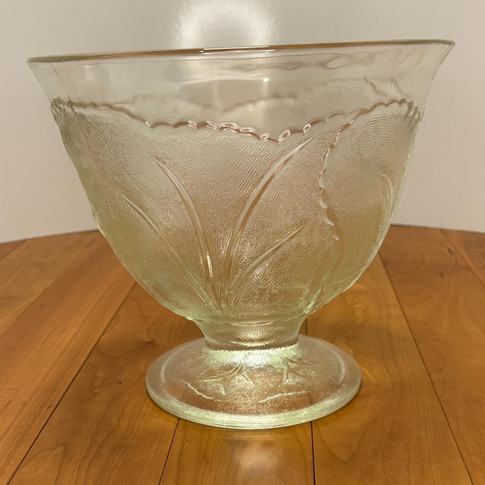 Footed Cabbage Glass Bowl | Vintage Cabbageware | 9" Tall